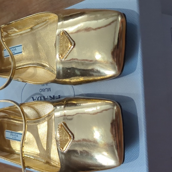 Prada Ballet Flats Gold Leather - Picture 6 of 11